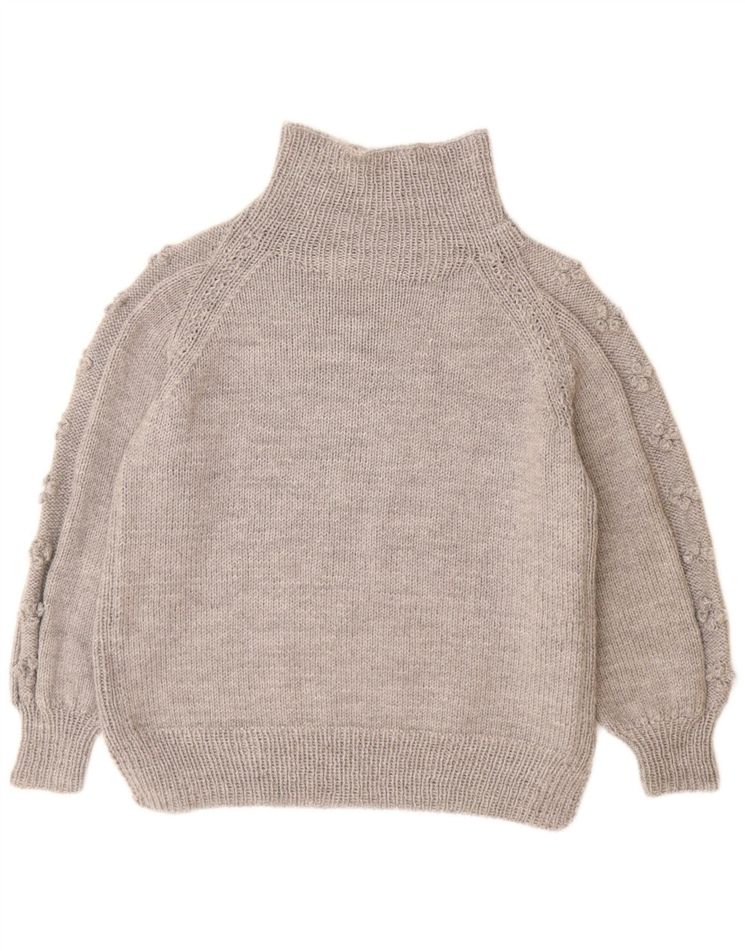 Maglione maglione collo alto da donna VINTAGE UK 14 grande grigio