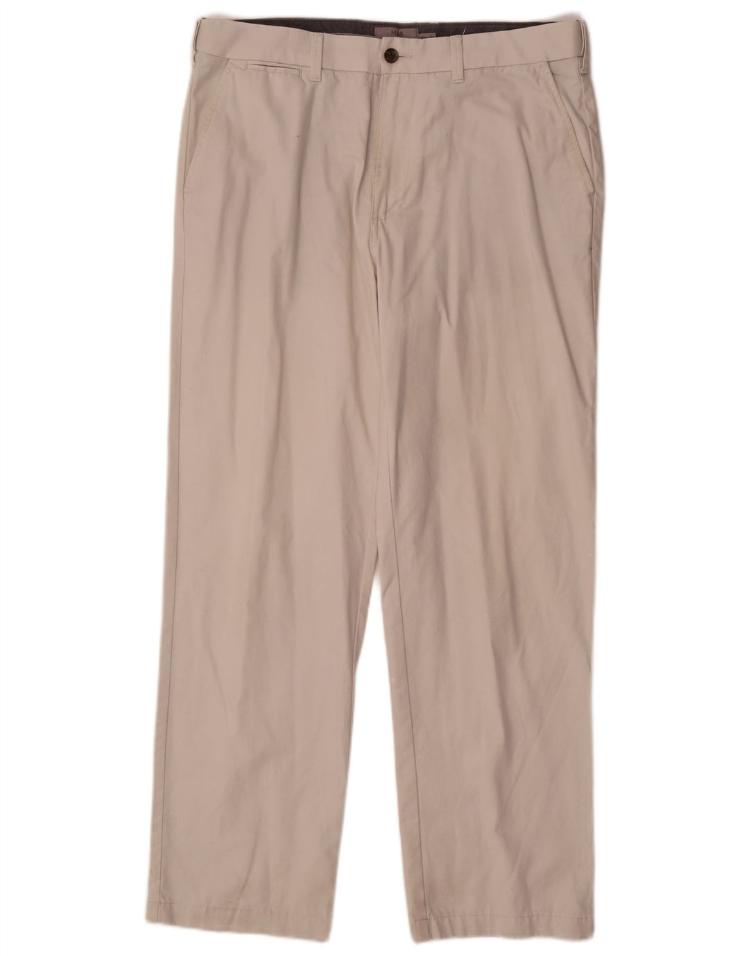 Pantaloni chino regolari dritti da uomo Marks & Spencer W36 L31 bianco sporco