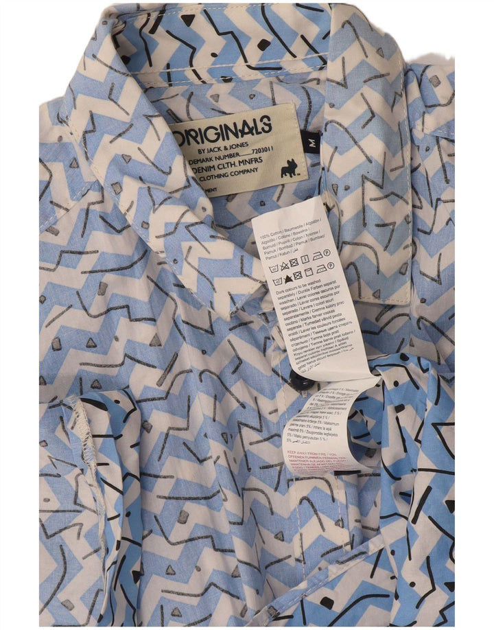Camicia a maniche corte da uomo Jack & Jones in cotone geometrico blu medio