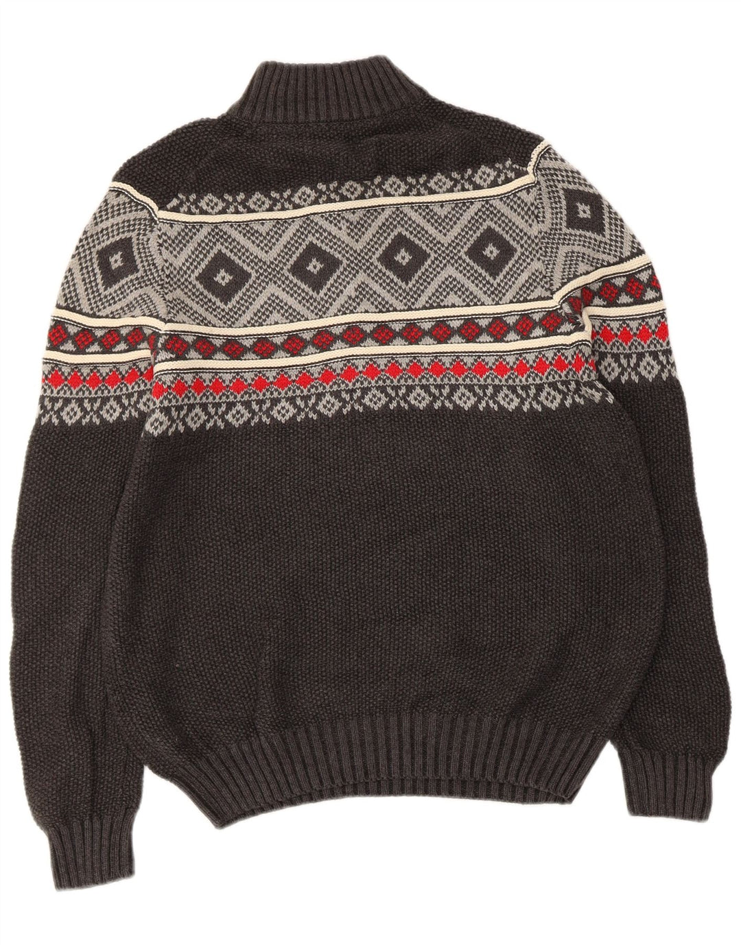 Maglione da uomo con zip e collo IZOD piccolo in cotone Fair Isle grigio