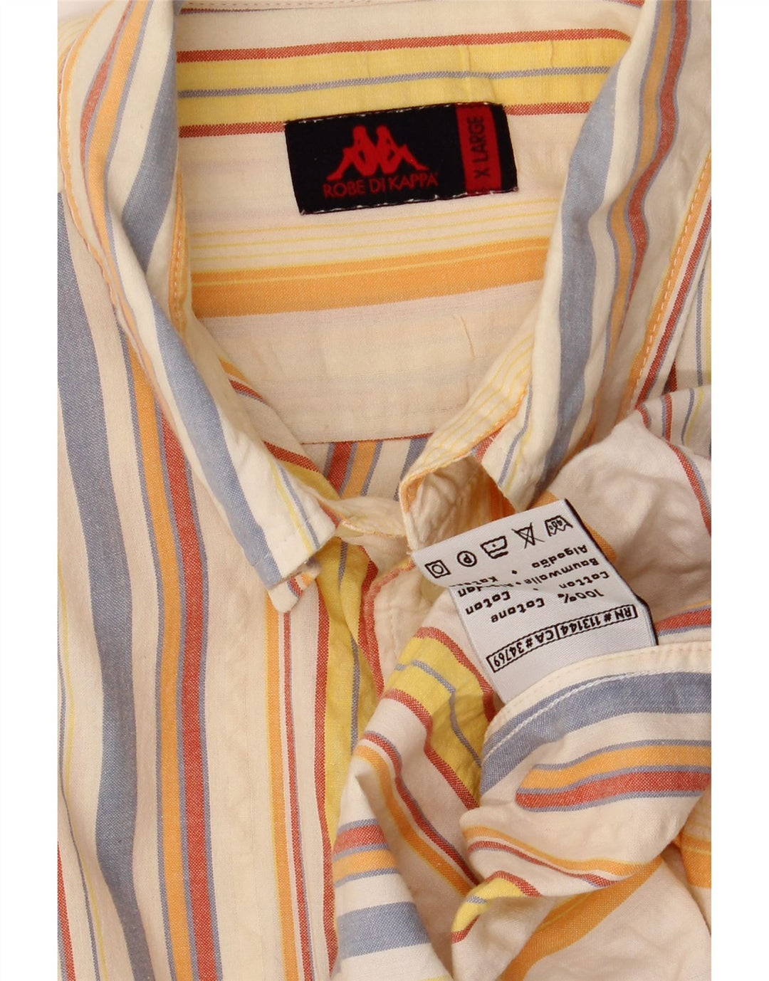 Camicia KAPPA da uomo a maniche corte XL in cotone a righe multicolore