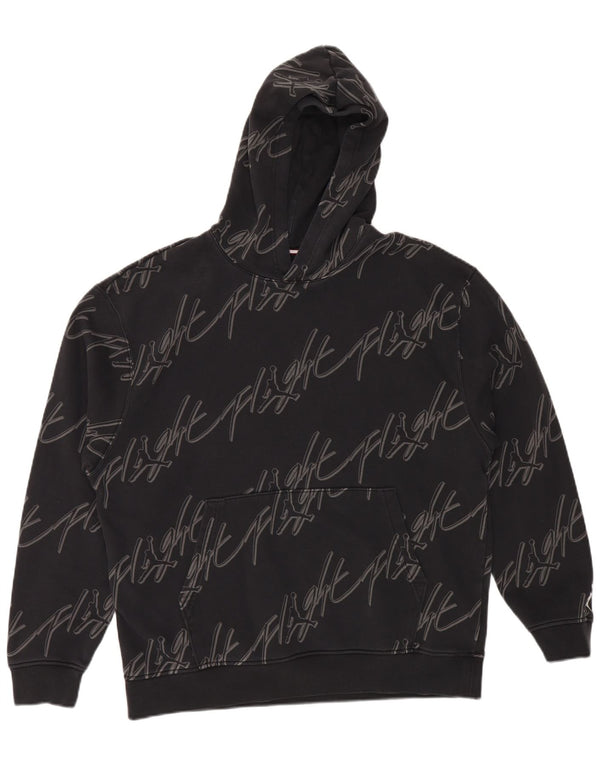 JORDAN Mens Graphic Hoodie Jumper Large Black Cotton