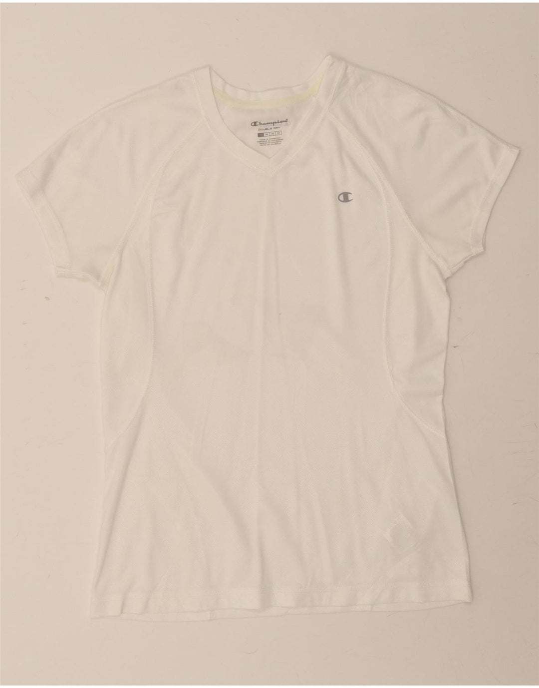 CHAMPION Womens T-Shirt Top UK 12 Medium White Polyester Vintage Champion and Second-Hand Champion from Messina Hembry 