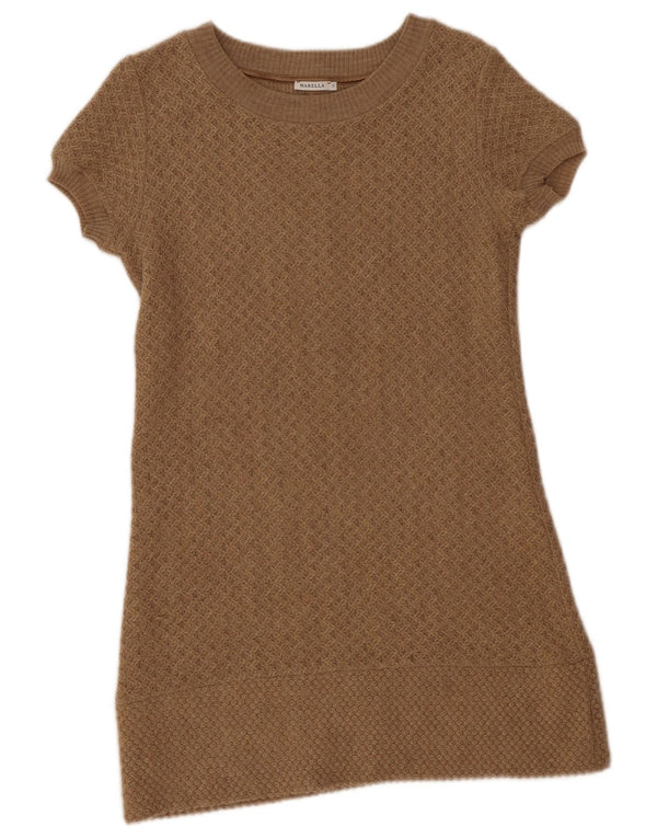 Abito maglione a maniche corte da donna Marella UK 10 piccolo acrilico beige