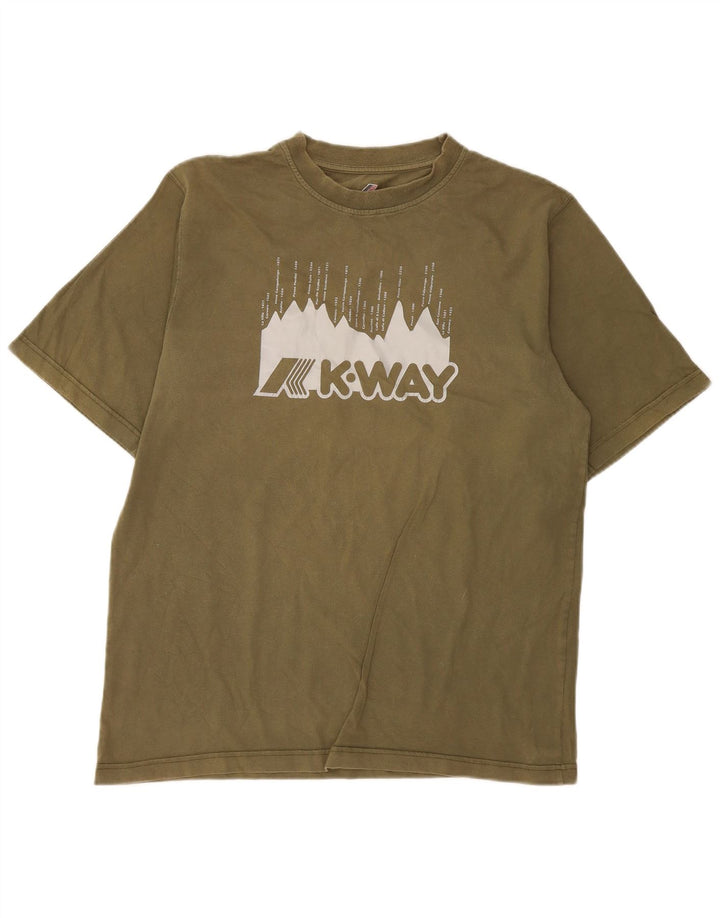 T-shirt grafica da uomo K-Way Top grande in cotone kaki