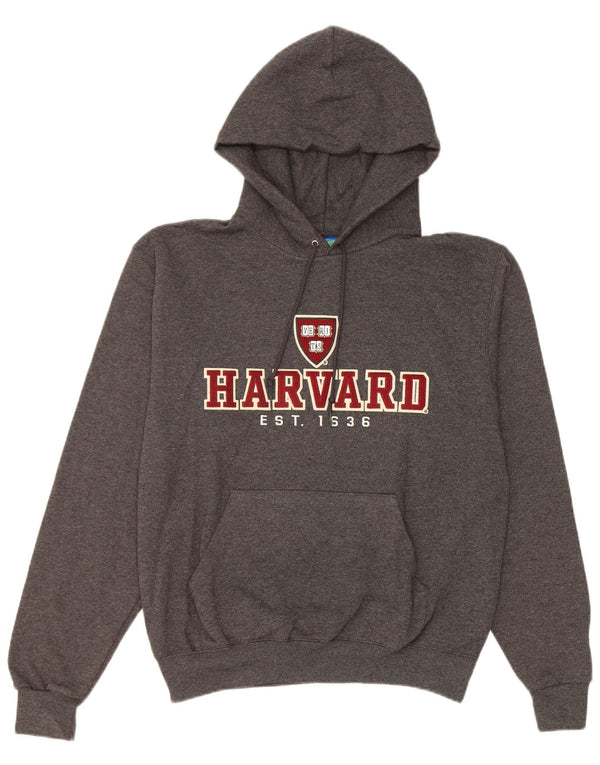 Champion Mens Harvard Graphic Hoodie Jumper Small Grey Flecked Cotton