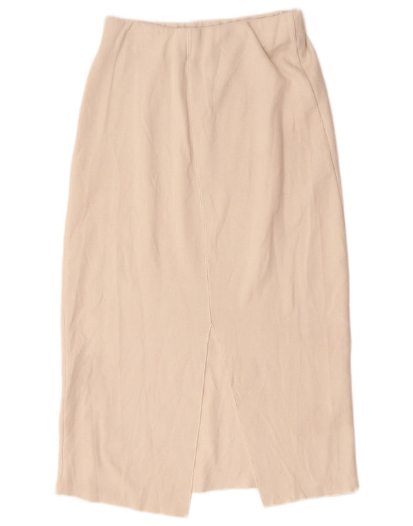 Gonna longuette a vita alta da donna Zara media W28 in cotone bianco sporco
