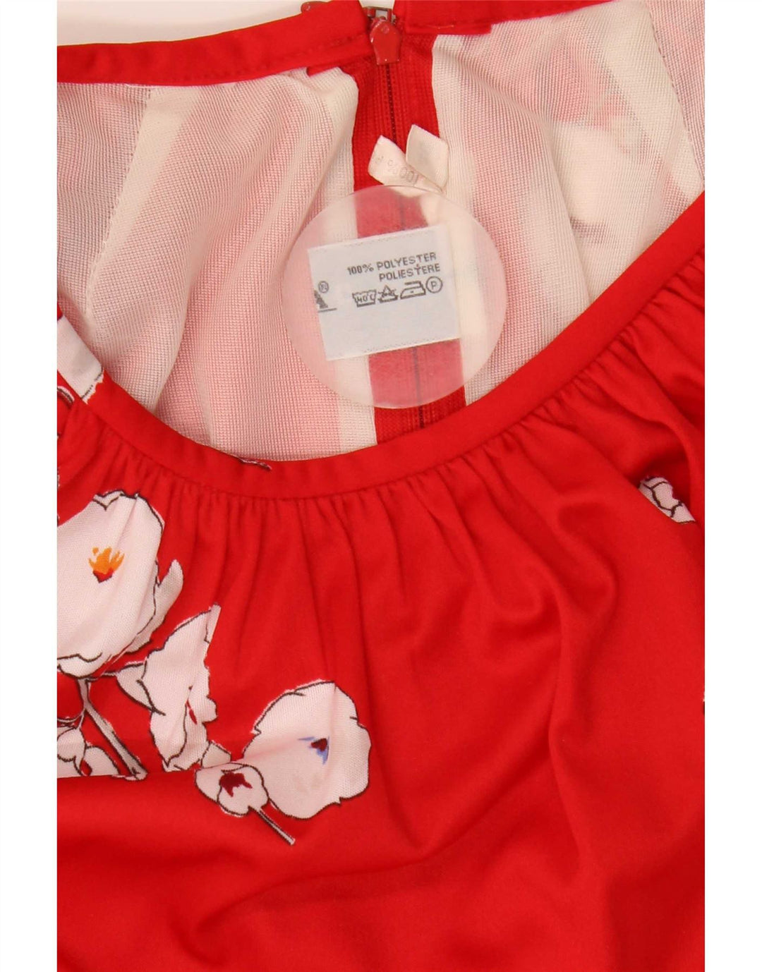 Abito a trapezio da donna Trevira IT 40 piccolo poliestere floreale rosso