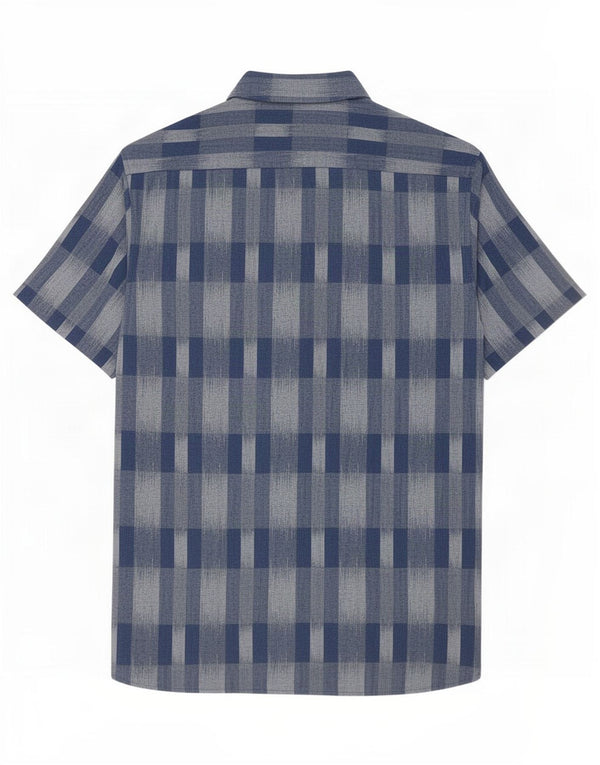 Camicia a maniche corte da uomo Marks & Spencer, cotone a quadri blu grandi