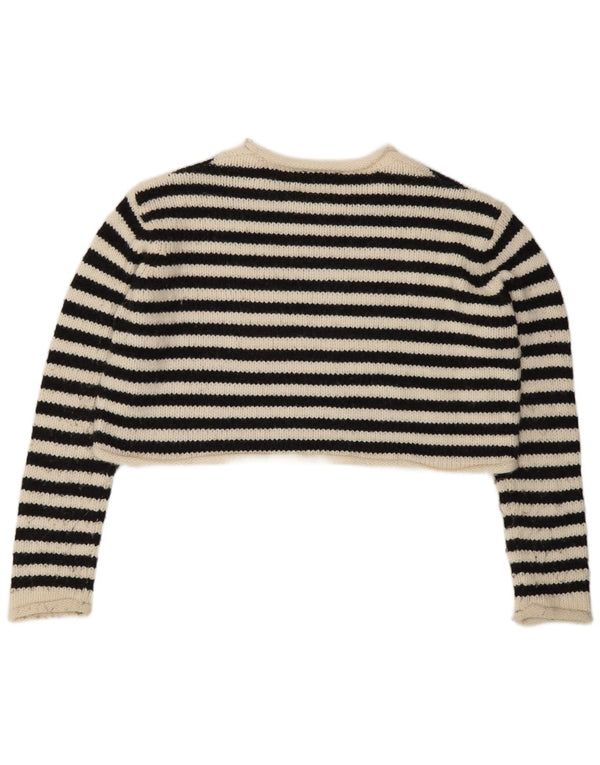 Maglione corto con scollo a barca da donna Zara UK 10 piccolo a righe nere