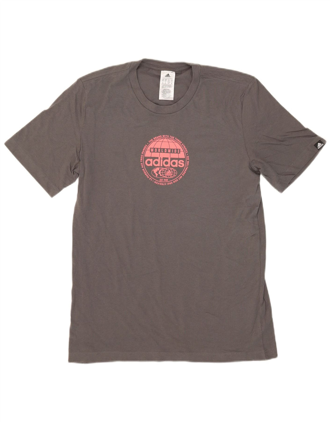 T-shirt grafica da uomo ADIDAS Top piccola in cotone grigio