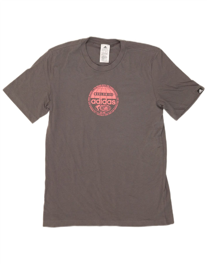 T-shirt grafica da uomo ADIDAS Top piccola in cotone grigio