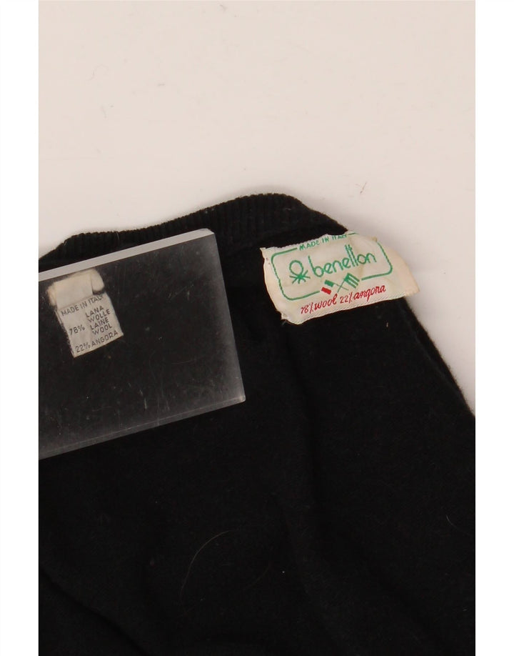 Maglione Maglia Girocollo Donna Benetton IT 50 XL Lana Nera