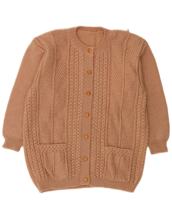Maglione cardigan da donna vintage UK 18 XL Beige