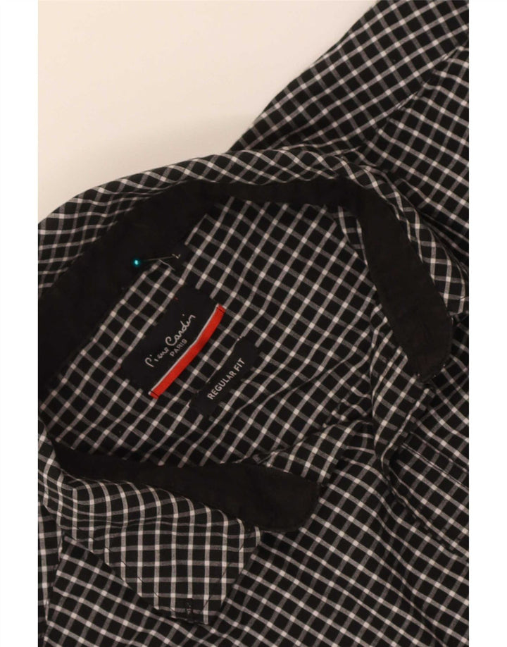 Camicia da uomo dalla vestibilità regolare Pierre Cardin a quadri neri grandi
