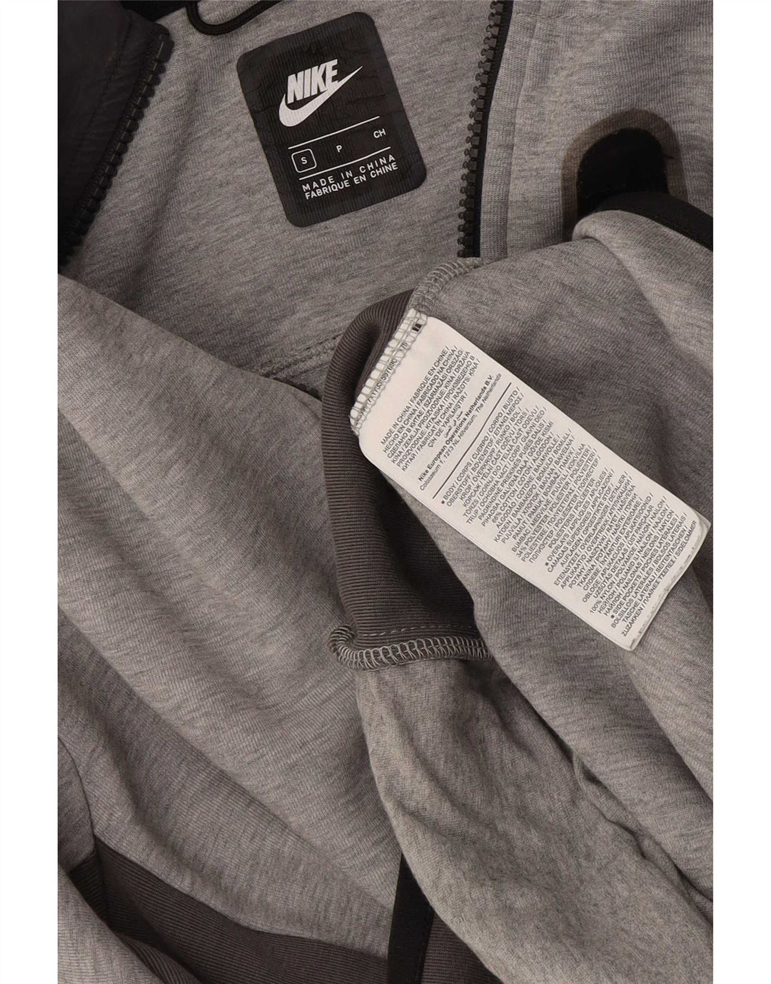 Nike Mens Zip Hoodie Sweater Small Grey Colourblock Cotton