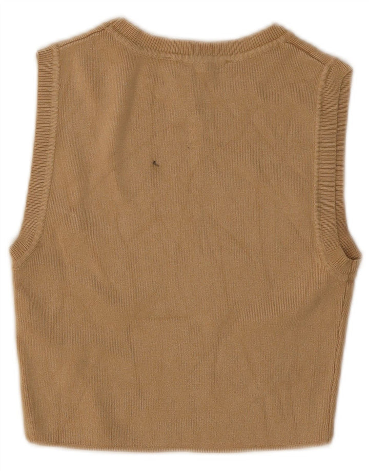 Canotta corta da donna Zara UK 12 in viscosa marrone medio