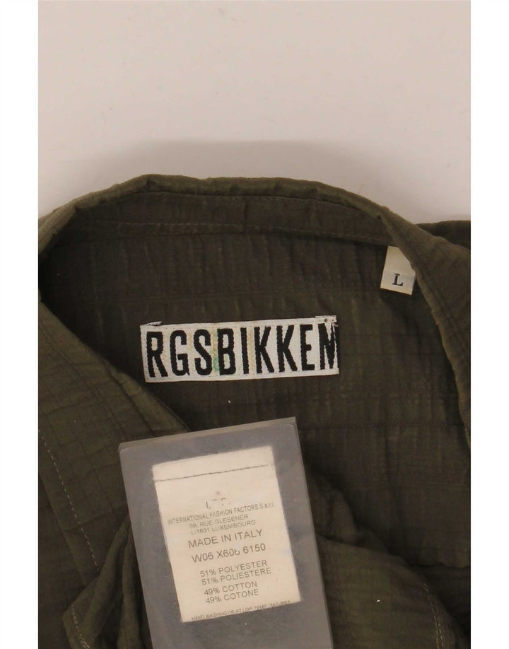 Camicia da uomo Bikkembergs Large in poliestere kaki
