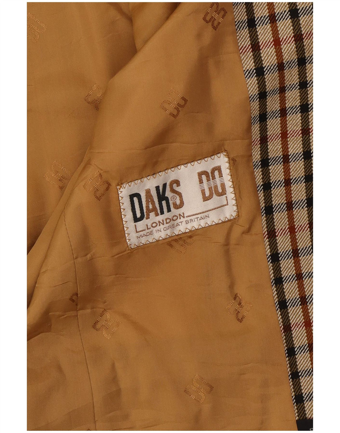 Giacca blazer a 2 bottoni da donna DAKS UK 14 beige medio a quadri