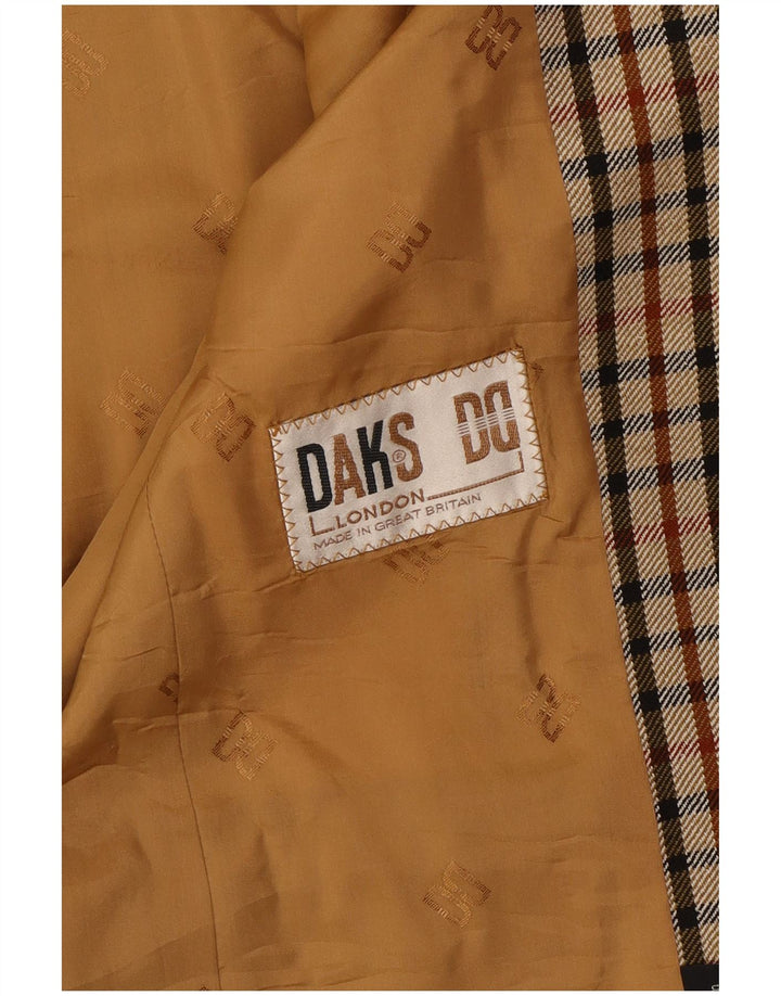 Giacca blazer a 2 bottoni da donna DAKS UK 14 beige medio a quadri