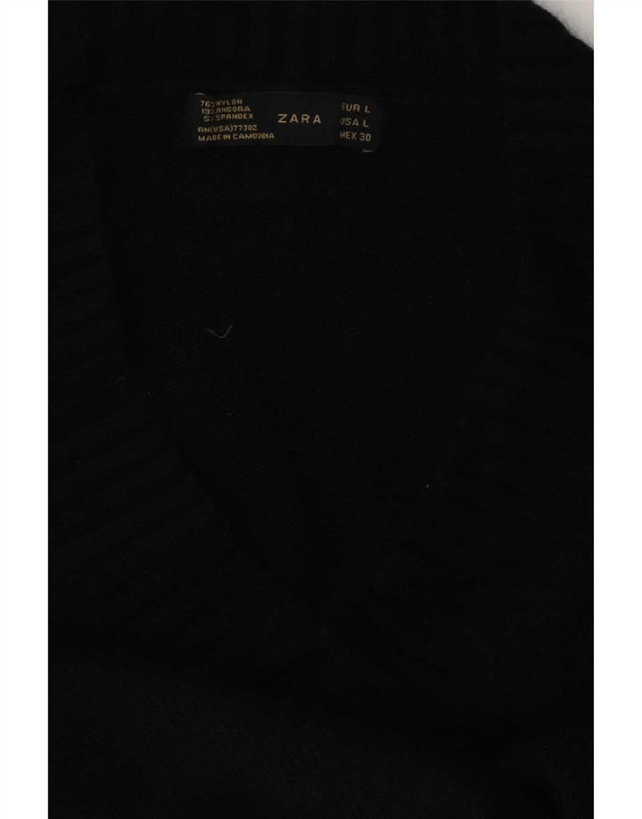 Maglione Zara da donna con scollo a V UK 16 grande nylon nero