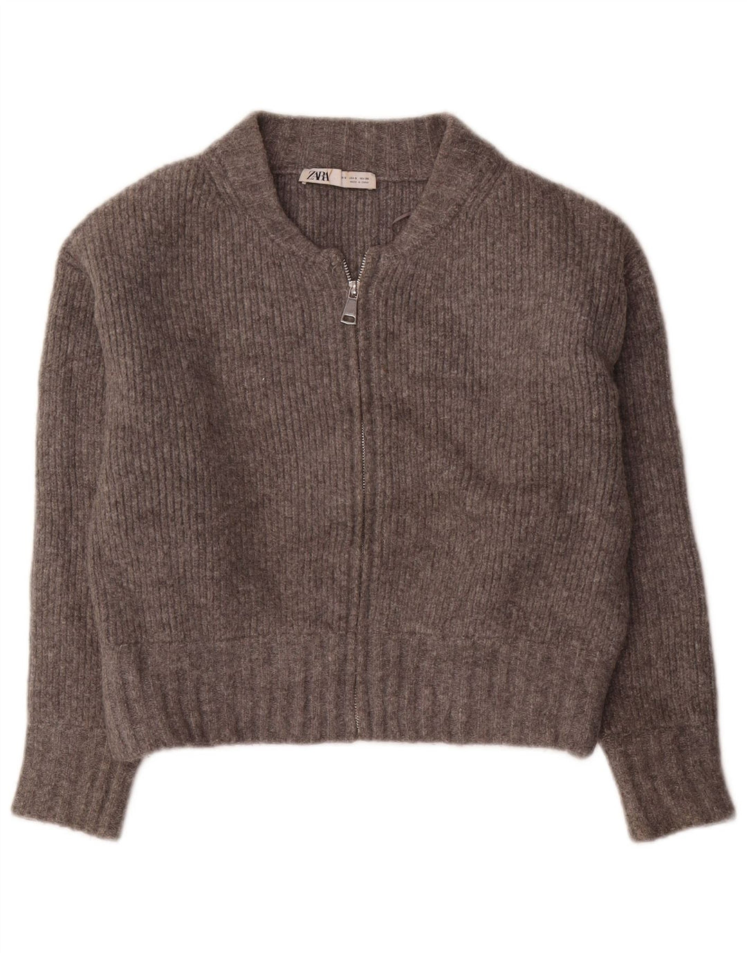 Maglione cardigan oversize corto da donna Zara UK 10 piccolo grigio acrilico