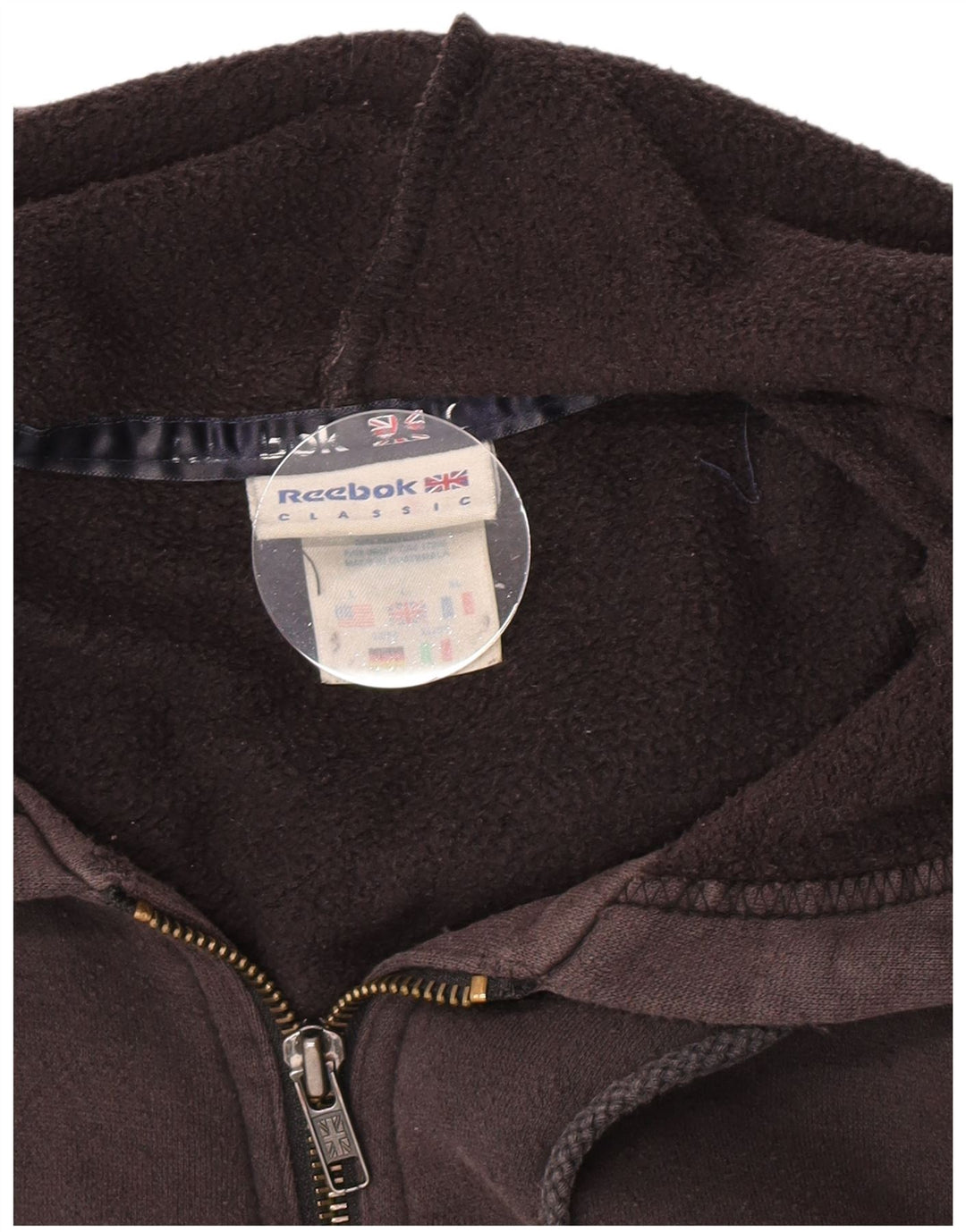 Maglione con cappuccio e zip da uomo Reebok grande in cotone grigio