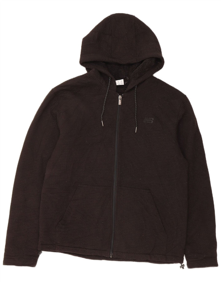 Maglione con cappuccio e zip Sherpa da uomo New Balance poliestere nero medio