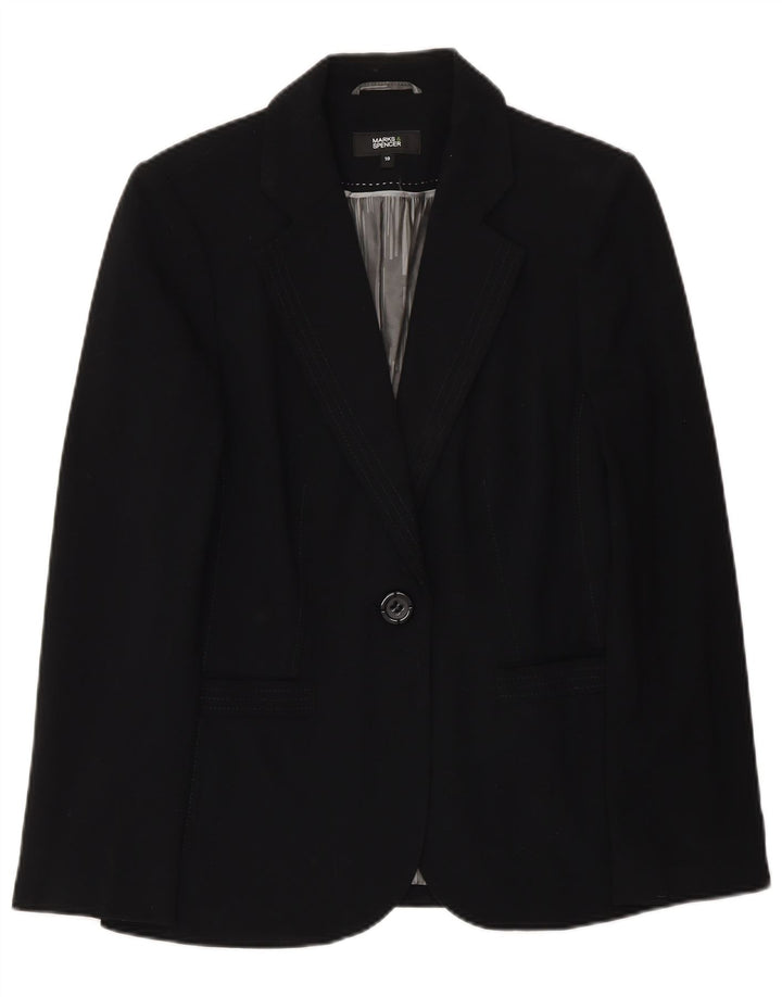 Giacca blazer a 1 bottone Marks & Spencer da donna UK 10 piccola poliestere nero