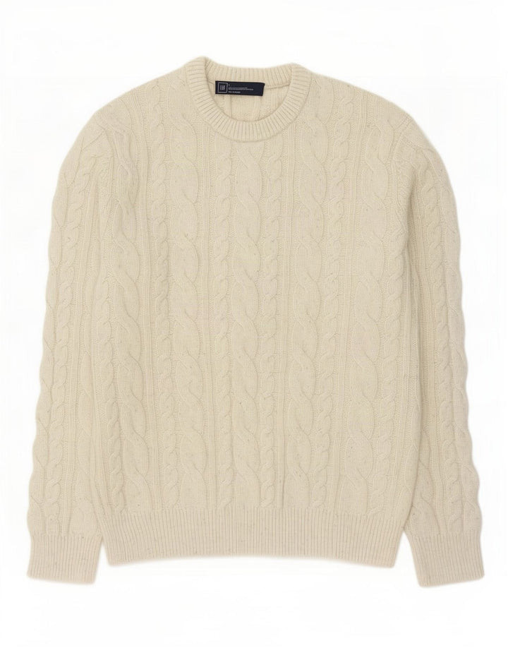Gap Maglione girocollo da uomo in lana d'agnello beige grande
