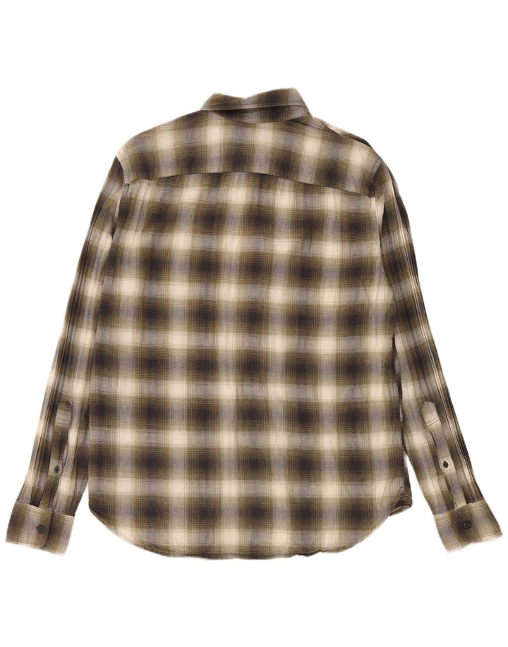 Camicia di flanella da uomo Abercrombie & Fitch in cotone a quadri kaki medio