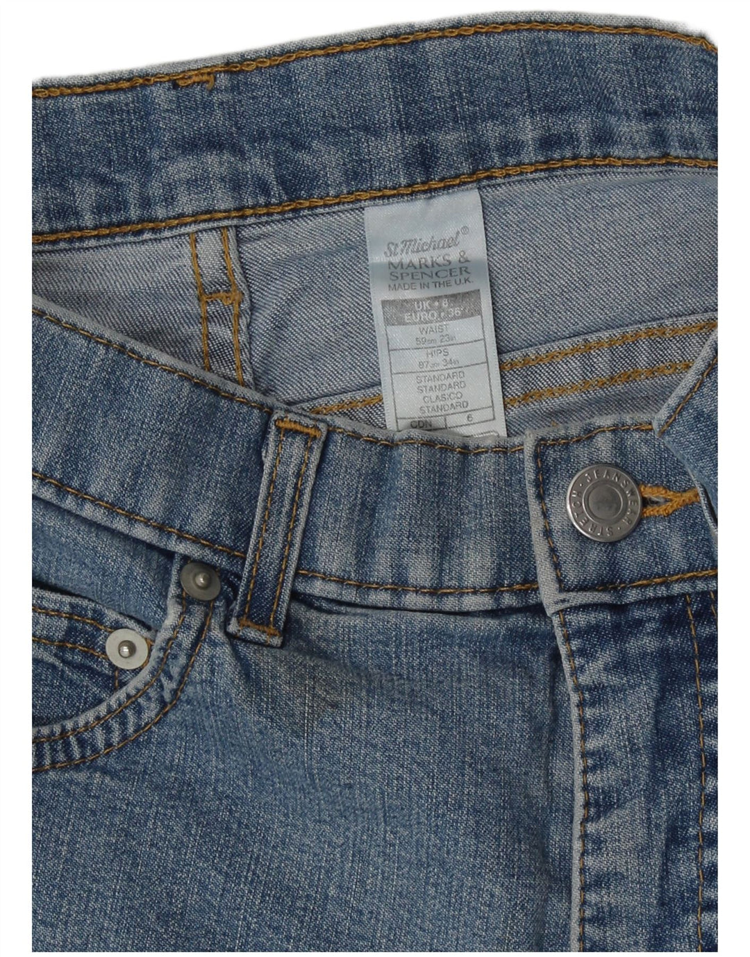 Pantaloncini di jeans da donna Marks & Spencer UK 8 piccoli W23 cotone blu