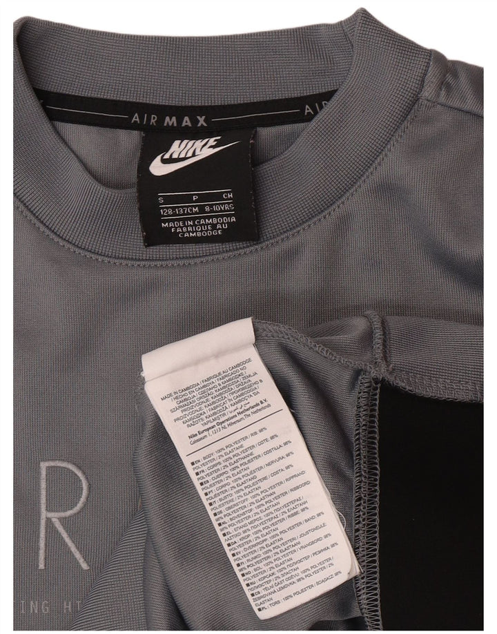 Felpa con grafica Nike per ragazzi, 8-9 anni, piccola, in poliestere grigio