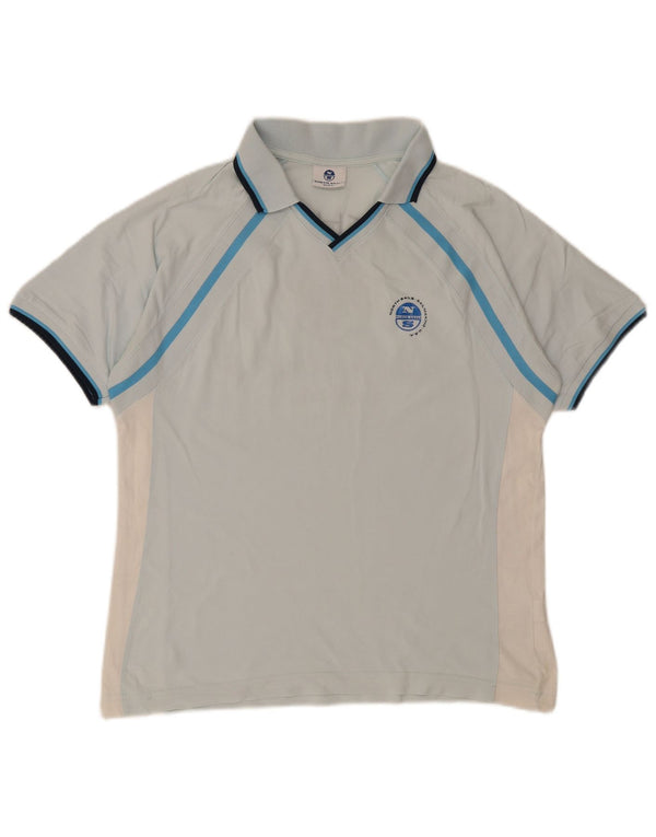 Polo grafica da uomo North Sails grande in cotone color block blu