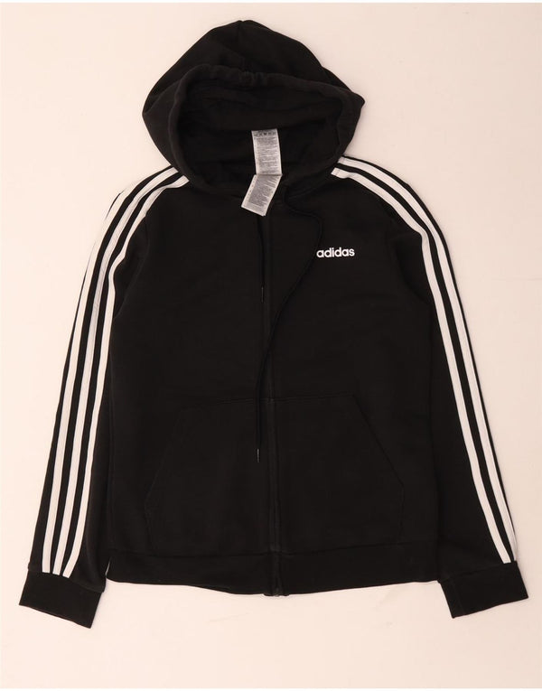 Maglione con cappuccio e zip da donna Adidas UK 12/14 Cotone nero medio