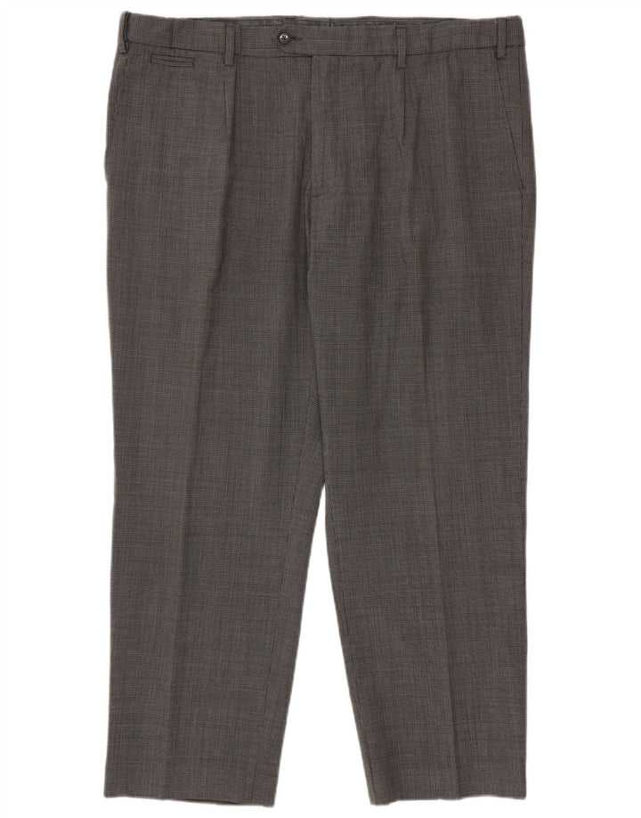 Pantaloni da abito vestibilità regolare da uomo Marks & Spencer W42 L29 pied de poule neri