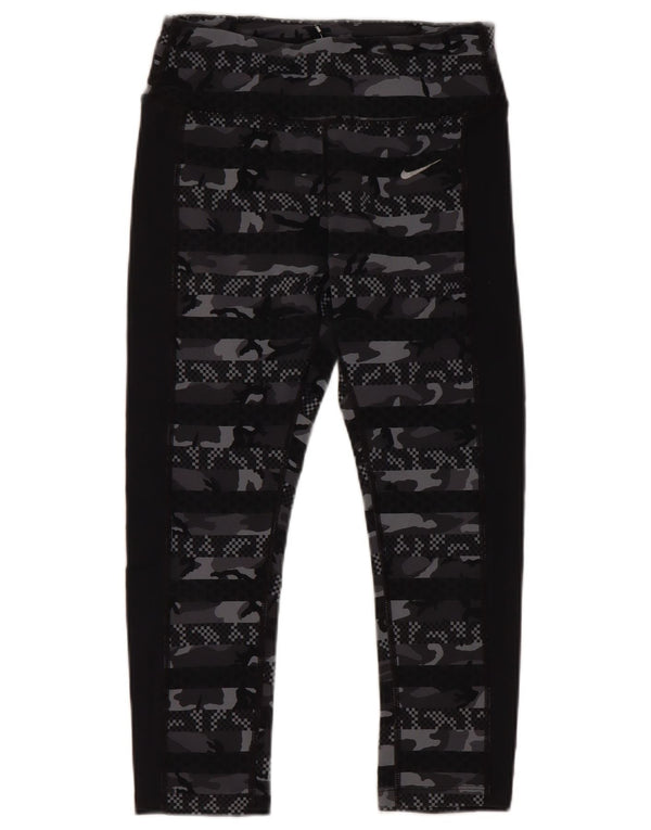 Leggings Nike Dri Fit Capri da donna UK 8 Small nylon mimetico nero