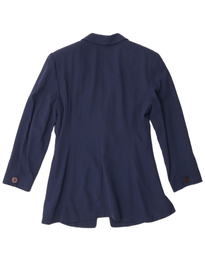 Giacca blazer vintage da donna a 1 bottone IT 44 acetato medio blu navy