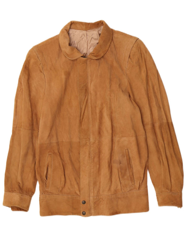 Vintage Mens Suede Jacket IT 46 Small Beige
