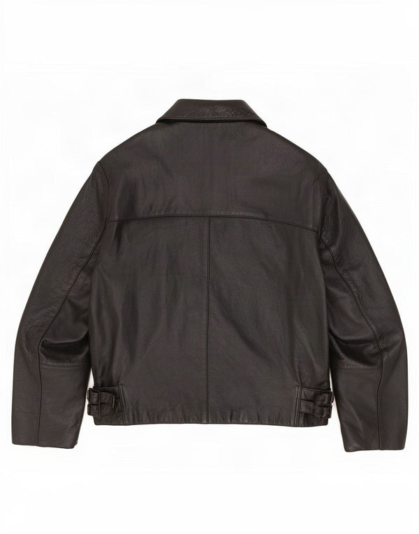 Giacca in pelle vintage da uomo UK 42 XL nera