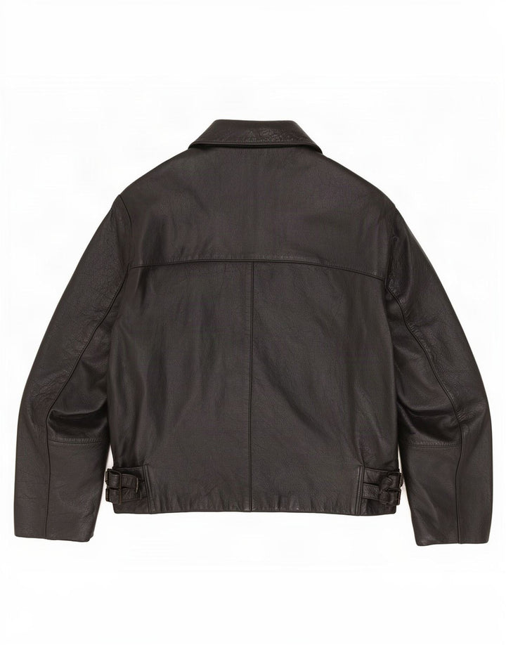 Giacca in pelle vintage da uomo UK 42 XL nera