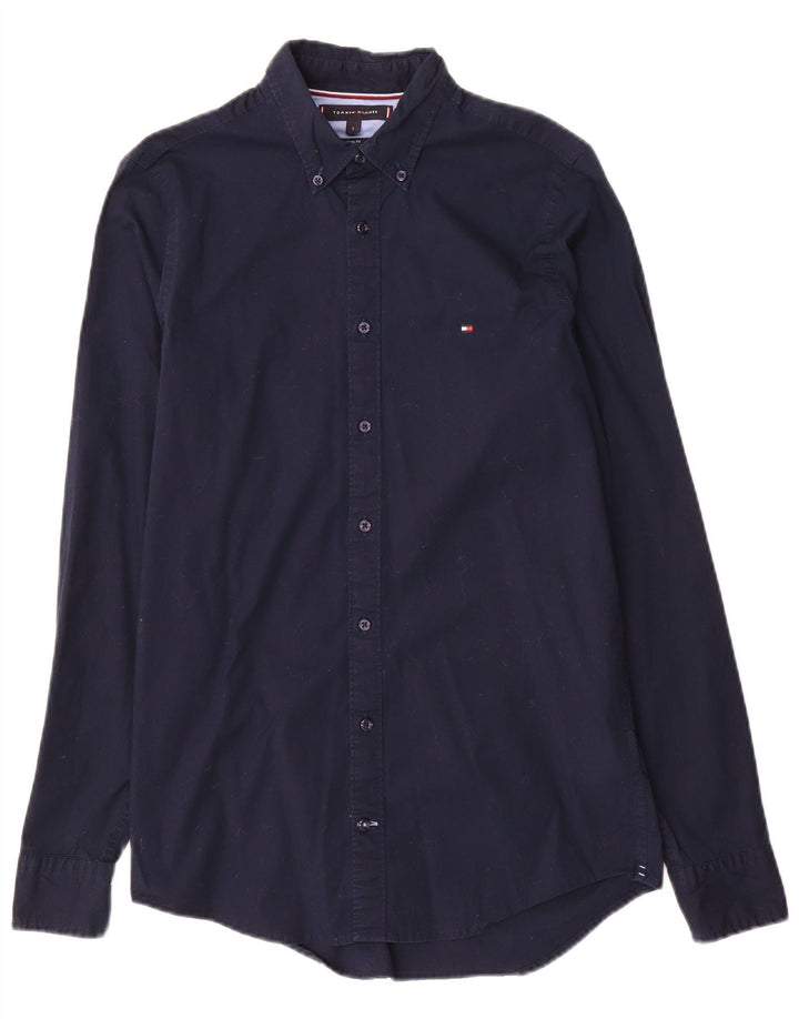 TOMMY HILFIGER Camicia slim fit da uomo piccola in cotone blu navy