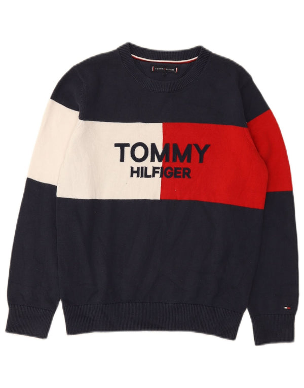 Maglione maglione con scollo a barca per ragazzi Tommy Hilfiger 9-10 anni blu navy