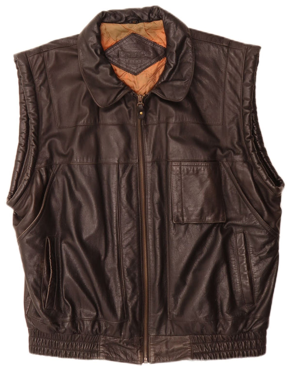 Gilet in pelle da uomo Prince IT 54 2XL Nero