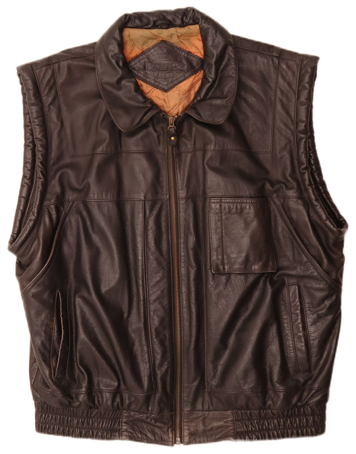 Gilet in pelle da uomo Prince IT 54 2XL Nero