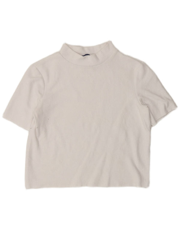 Maglione corto da donna Zara a maniche corte con collo alto, UK 12, bianco medio