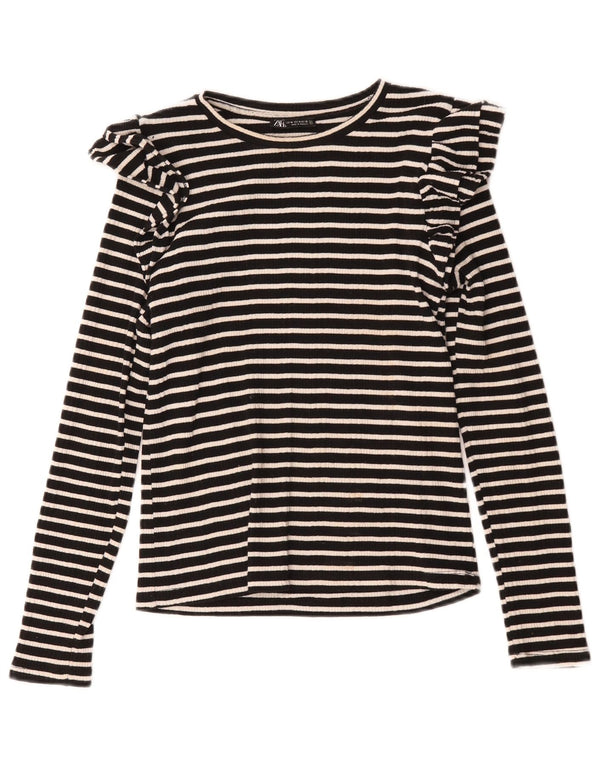 Top Zara da donna a maniche lunghe UK 12 medio a righe nere