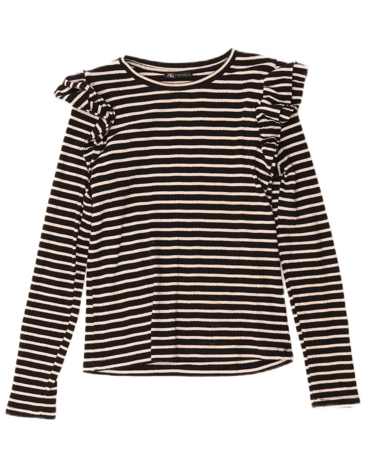 Top Zara da donna a maniche lunghe UK 12 medio a righe nere
