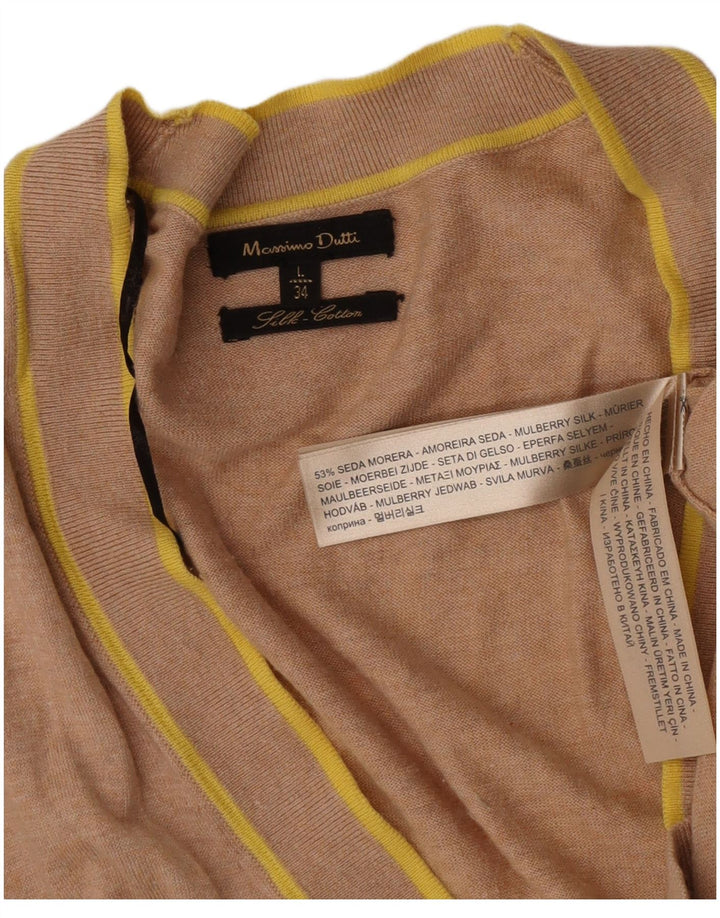 Maglione cardigan lungo da donna Massimo Dutti UK 16 Large Beige Seta