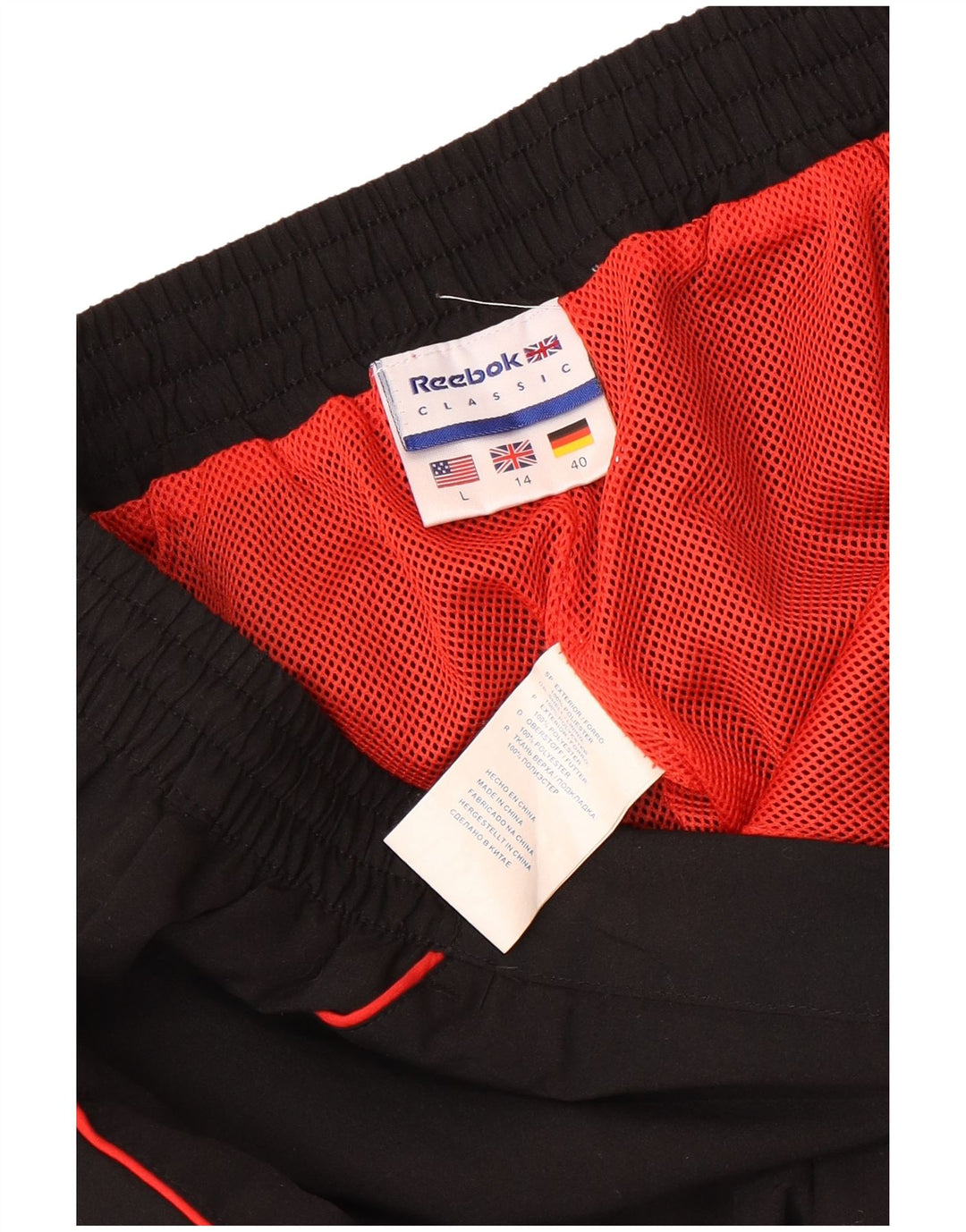Pantaloni da tuta da donna Reebok UK 14 Large Nero Poliestere